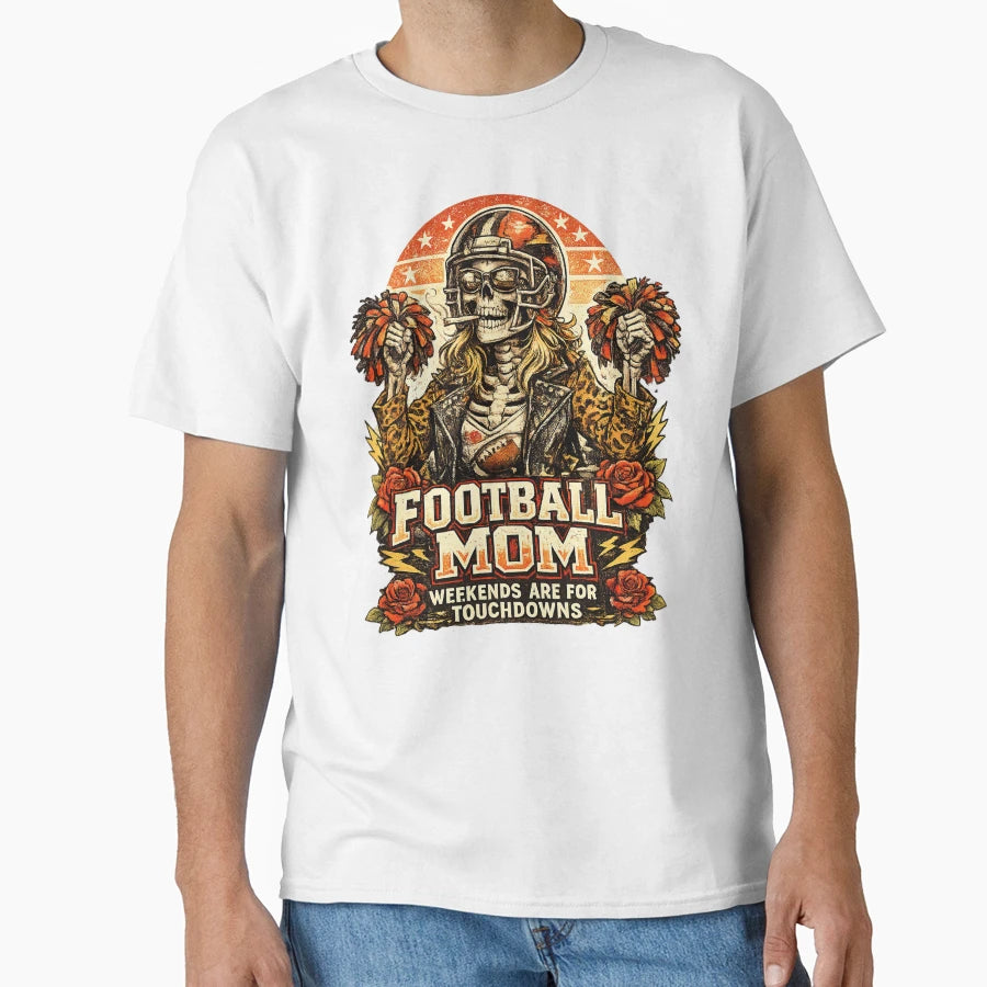 Football Mom Skull Mom T-Shirt - Minimalist Print Men Women - T-Shirt, Sweatshirt, Hoodie
