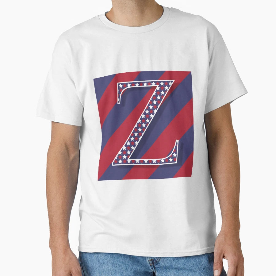 Letter Z Americana Old Glory Red And Blue T-Shirt - Graphic Print Unisex - T-Shirt, Sweatshirt, Hoodie