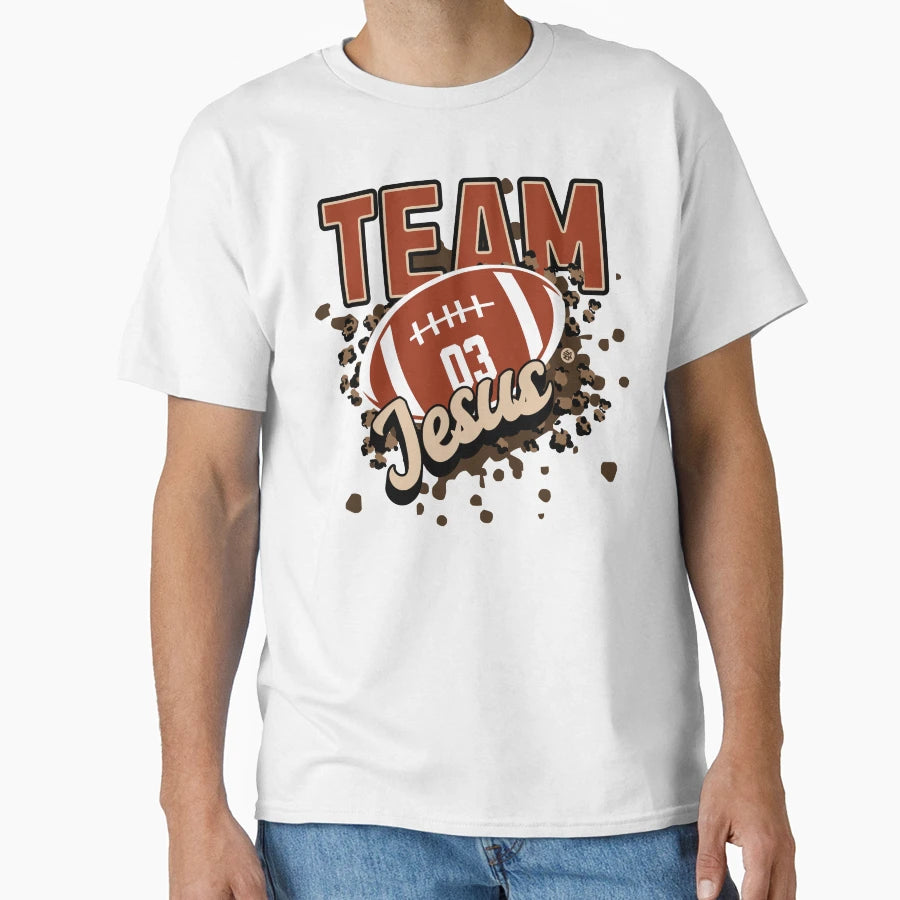 Team Jesus Football T-Shirt - Minimalist Print for Adults - T-Shirt, Sweatshirt, Hoodie