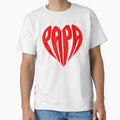 Papa Heart Typography Red Aesthetic T-Shirt - Streetwear Style Men Women - T-Shirt, Sweatshirt, Hoodie