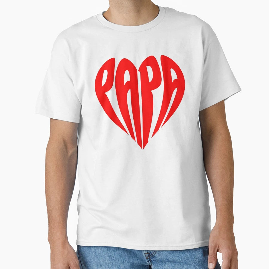 Papa Heart Typography Red Aesthetic T-Shirt - Streetwear Style Men Women - T-Shirt, Sweatshirt, Hoodie