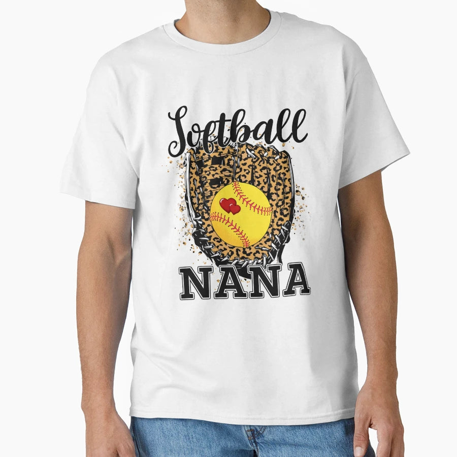 Softball Nana Leopard Game Day T-Shirt - Casual Everyday Wear Men Women - T-Shirt, Sweatshirt, Hoodie
