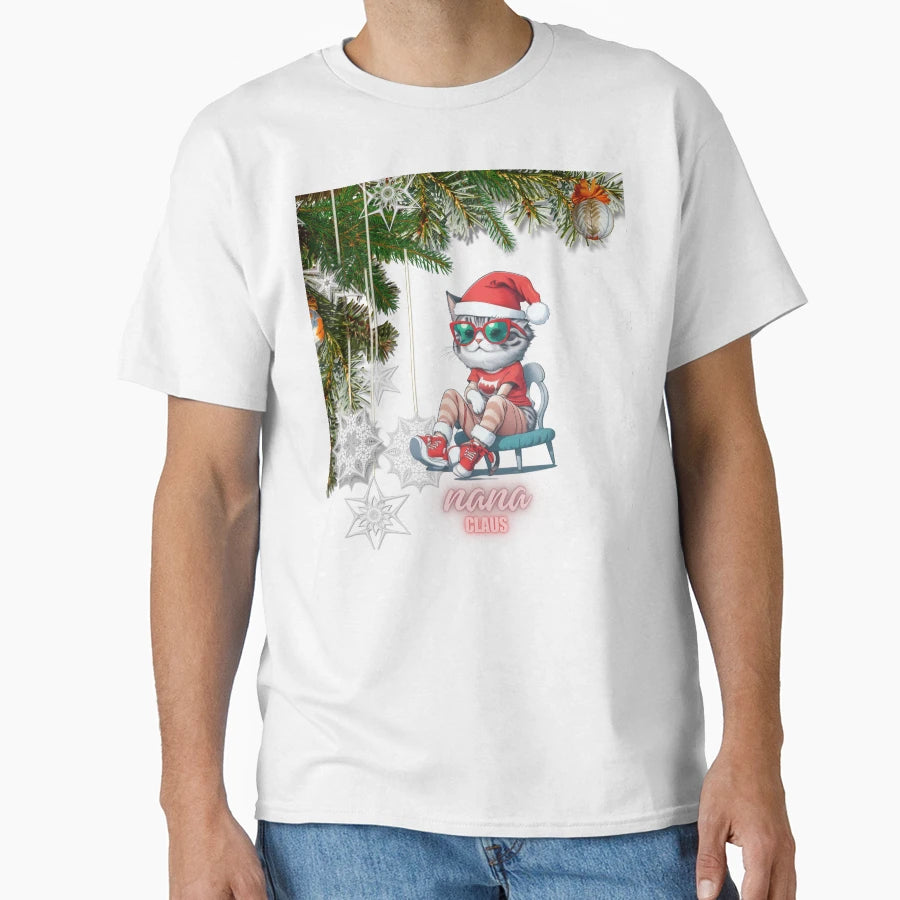 Nana Claus Cat 2024 T-Shirt - Custom Art Print Men Women - T-Shirt, Sweatshirt, Hoodie