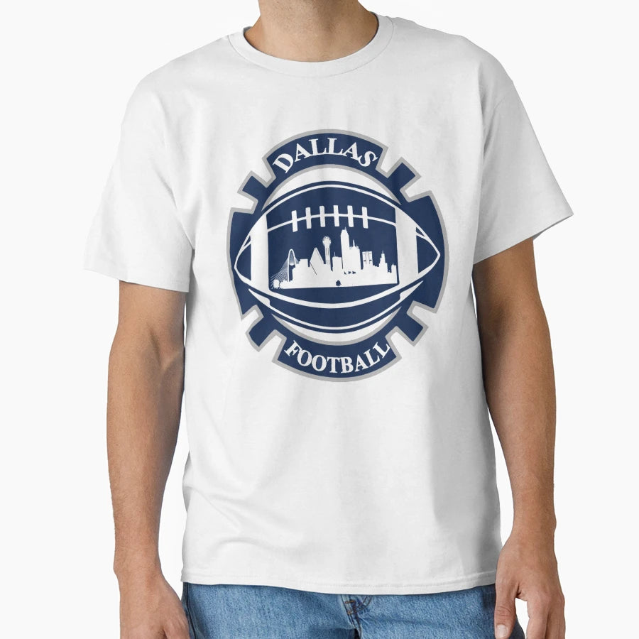 Dallas Football Round Aluminum Metal T-Shirt - Custom Art Print Men Women - T-Shirt, Sweatshirt, Hoodie