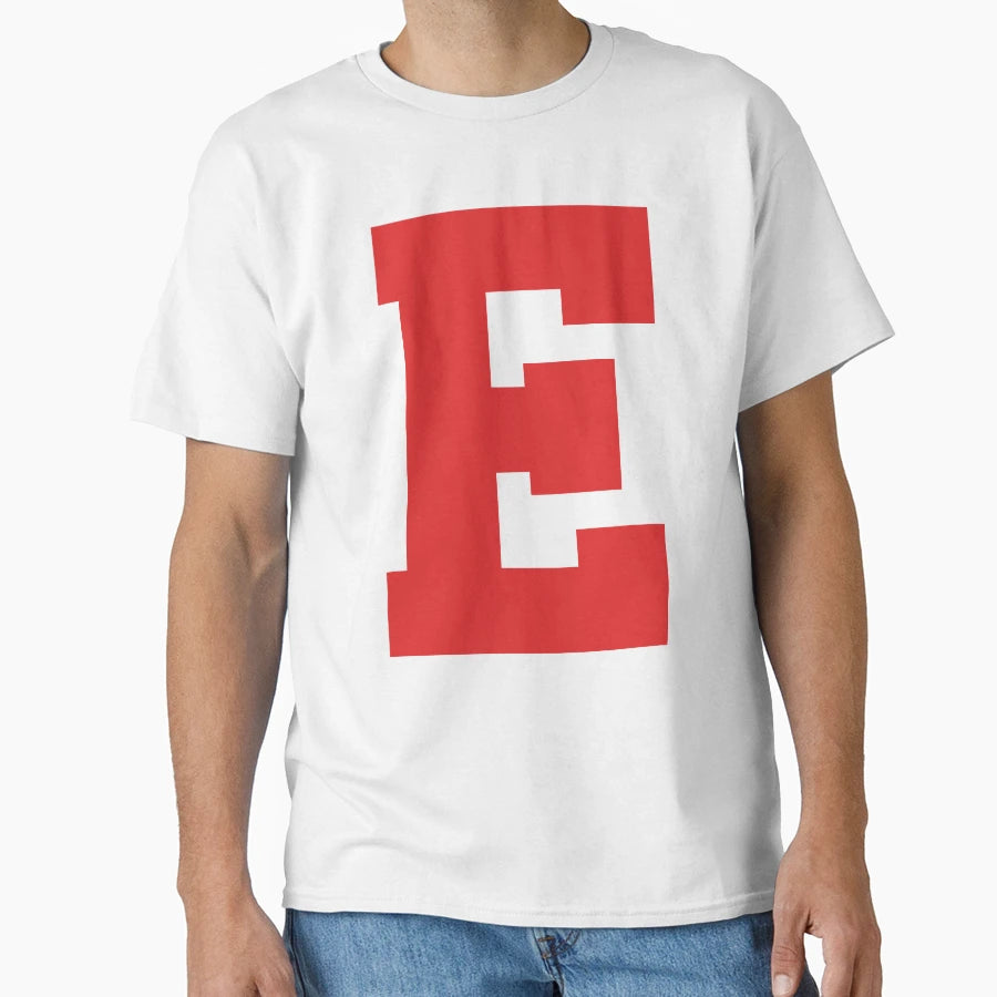 Alphabet Red E Sports Letter E T-Shirt - Custom Art Print Men Women - T-Shirt, Sweatshirt, Hoodie