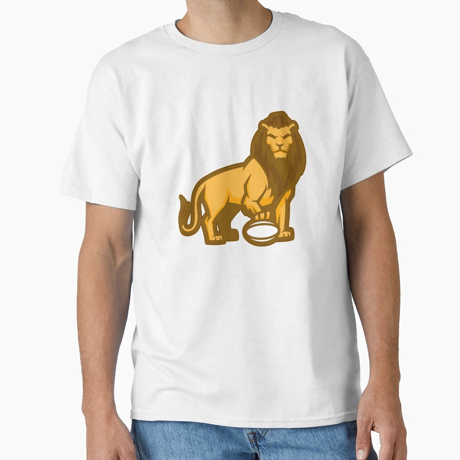 Lion Playing Football T-Shirt - Custom Art Print Unisex - T-Shirt, Sweatshirt, Hoodie
