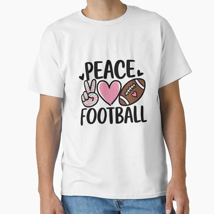 Peace Love Football Mom Teen T-Shirt - Novelty Apparel for Adults - T-Shirt, Sweatshirt, Hoodie