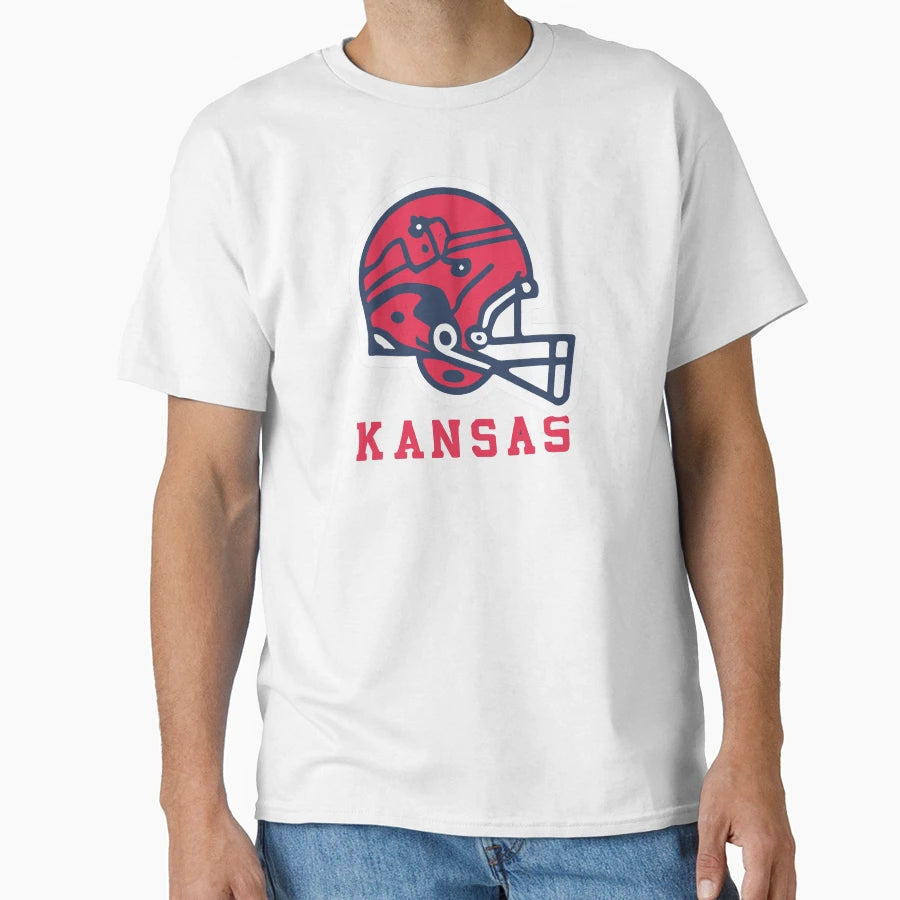 Kansas Football Team Helmet T-Shirt - Casual Everyday Wear Unisex - T-Shirt, Sweatshirt, Hoodie