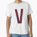 Letter V Bold Collegiate Font T-Shirt - Casual Everyday Wear Men Women - T-Shirt, Sweatshirt, Hoodie