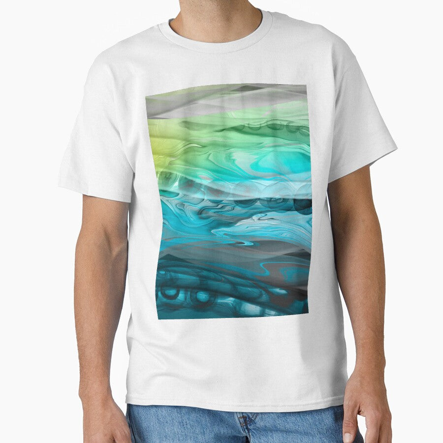 Abstract liquid art alcohol ink ocean waves, marble - Adult & Kids T-Shirts, Sweatshirts & Hoodies apparel design preview 1