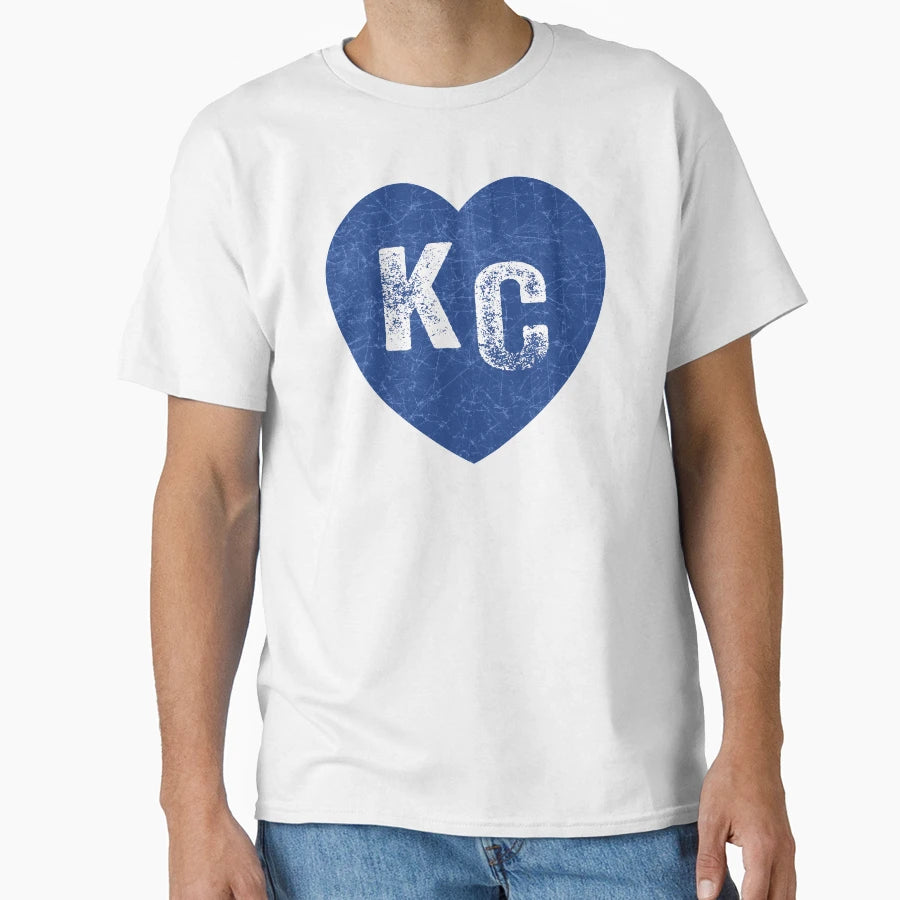 Royal Blue Kc Blue Heart Kansas City T-Shirt - Unique Graphic Unisex - T-Shirt, Sweatshirt, Hoodie