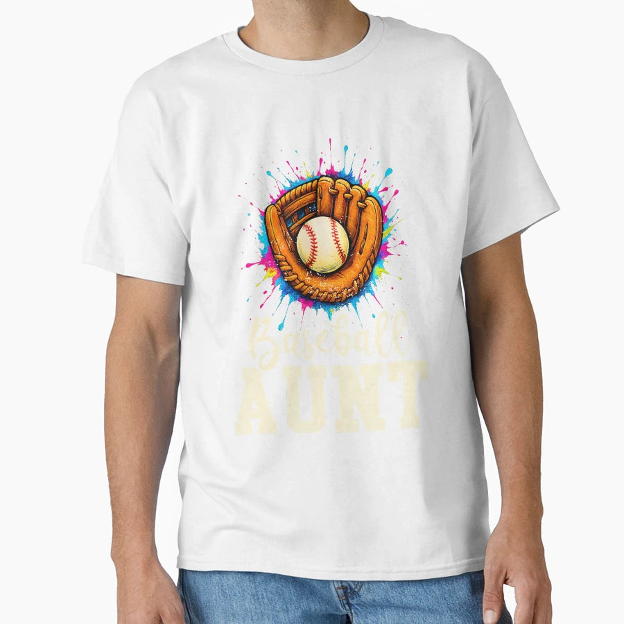 Baseball Aunt Colorful T-Shirt - Aesthetic Graphic Unisex - T-Shirt, Sweatshirt, Hoodie