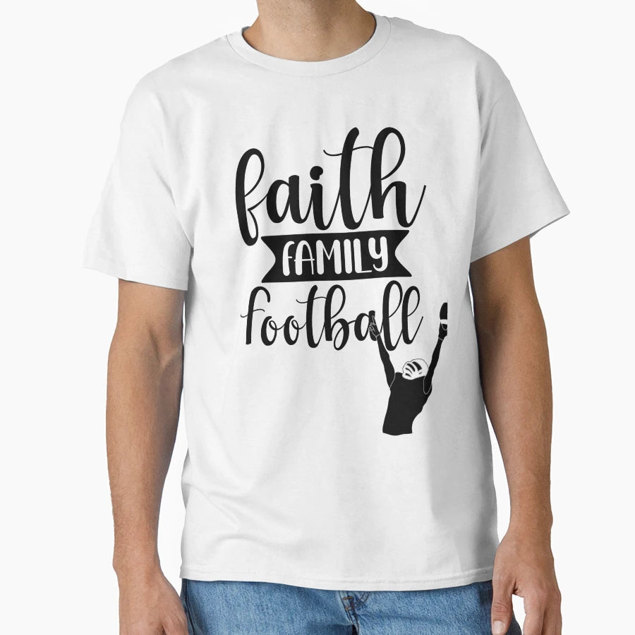Faith Family Football T-Shirt - Aesthetic Graphic for Adults - T-Shirt, Sweatshirt, Hoodie