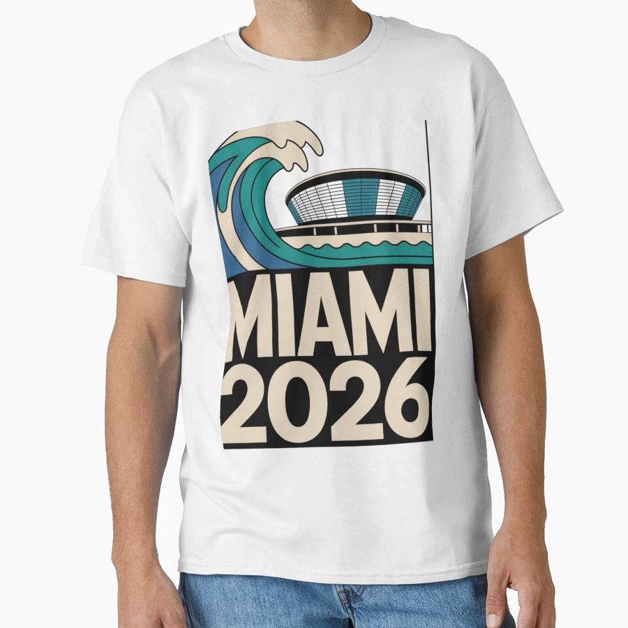 Miami 2026 Ocean Wave Football V21 T-Shirt - Trendy Graphic Unisex - T-Shirt, Sweatshirt, Hoodie