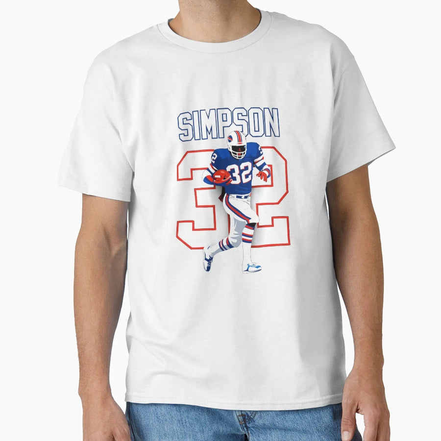 O J Simpson Buffalo 32 Football Art T-Shirt - Fun Novelty Design Unisex - T-Shirt, Sweatshirt, Hoodie