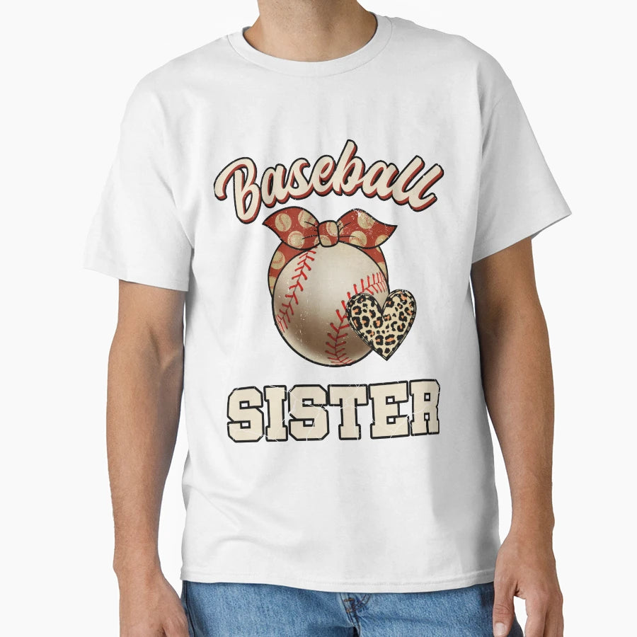 Baseball Sister Leopard Baseball Player T-Shirt - Trendy Graphic Unisex - T-Shirt, Sweatshirt, Hoodie
