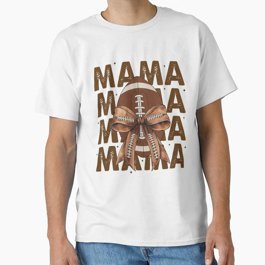 Football Mama Bow T-Shirt - Graphic Print Men Women - T-Shirt, Sweatshirt, Hoodie