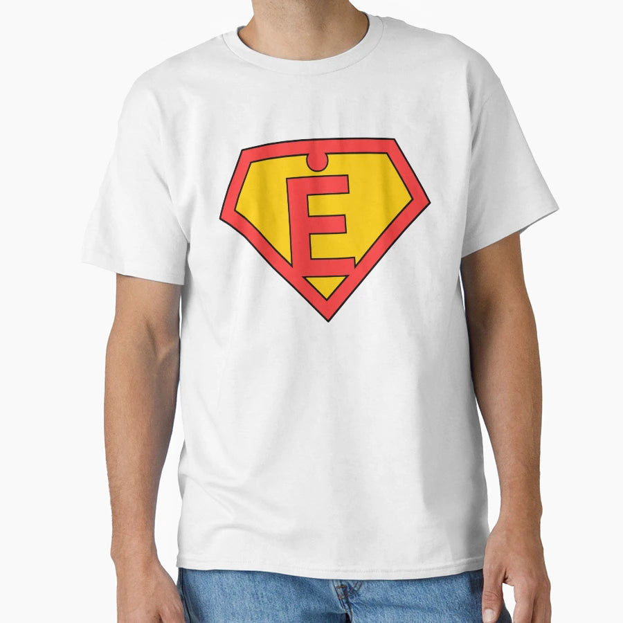 Letter E Super Letter Red And Yellow T-Shirt - Casual Everyday Wear Unisex - T-Shirt, Sweatshirt, Hoodie
