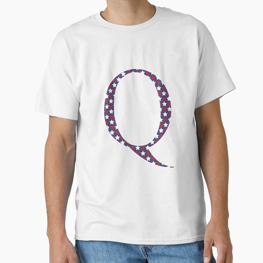 Letter Q Americana Stars Old Glory T-Shirt - Fun Novelty Design Men Women - T-Shirt, Sweatshirt, Hoodie