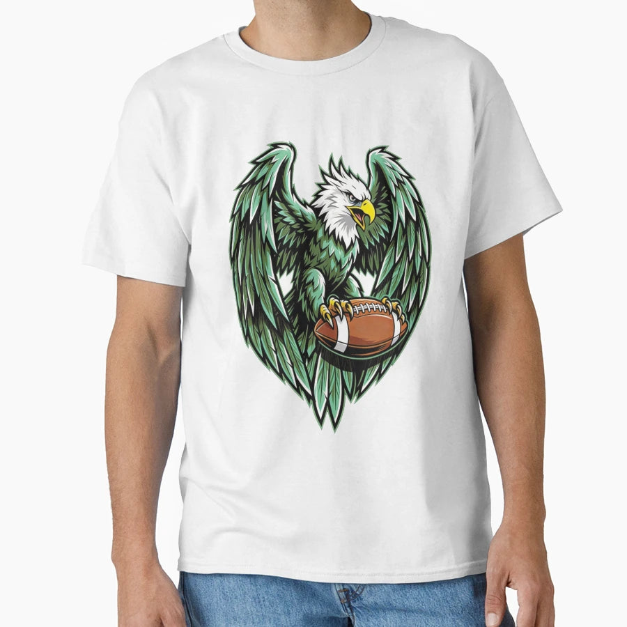 Fierce Green Eagle Football Mascot T-Shirt - Graphic Print Men Women - T-Shirt, Sweatshirt, Hoodie