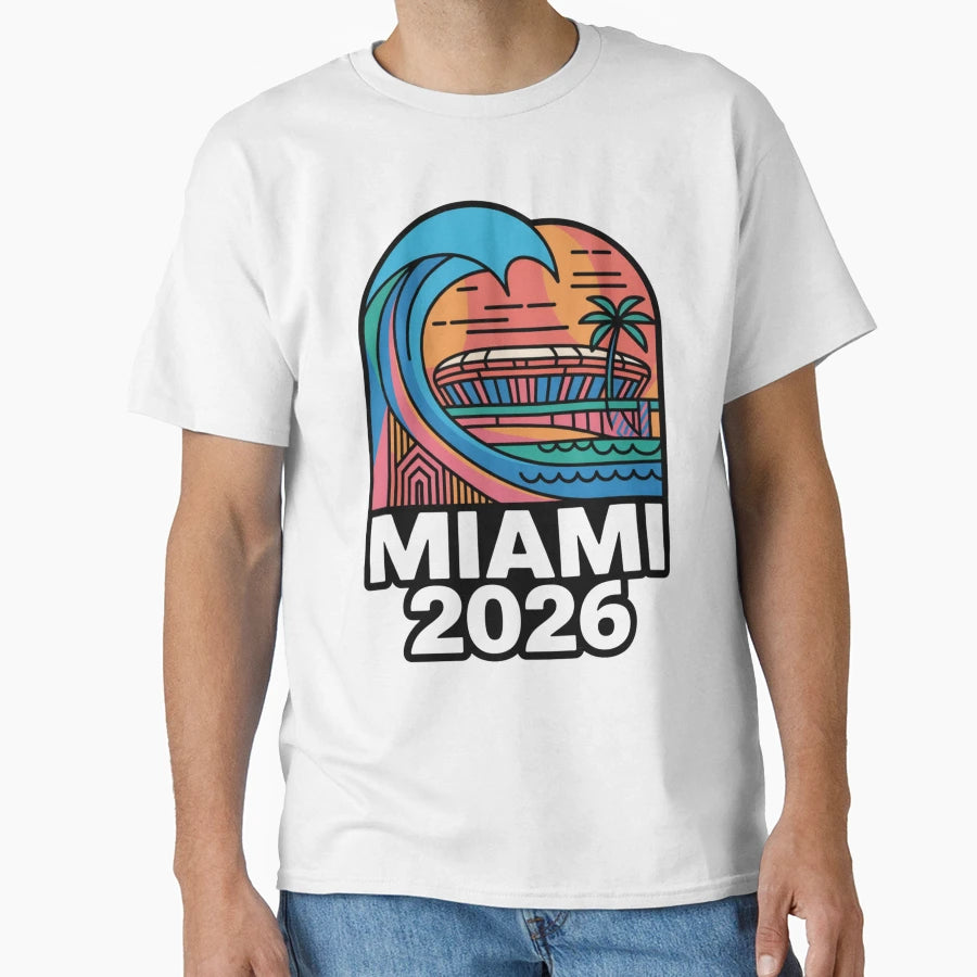 Miami 2026 Ocean Wave Football V19 T-Shirt - Custom Art Print Men Women - T-Shirt, Sweatshirt, Hoodie