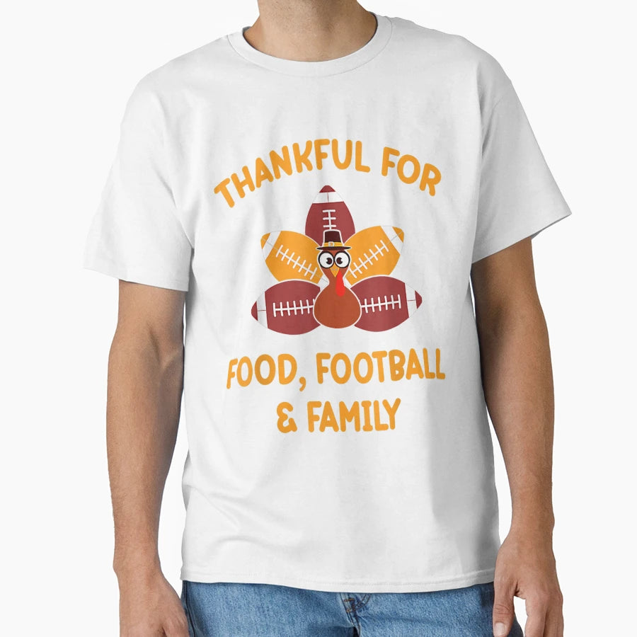 Mens Thankful Food Football Family T-Shirt - Fun Novelty Design Unisex - T-Shirt, Sweatshirt, Hoodie