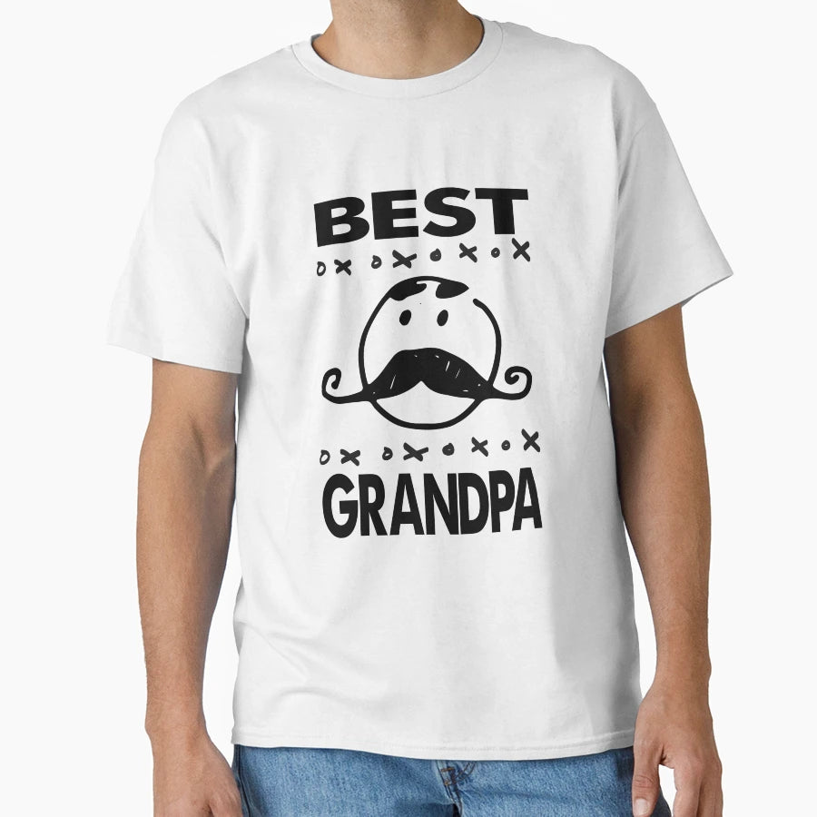 Best Grandpa Ever Mustache Black T-Shirt - Trendy Graphic for Adults - T-Shirt, Sweatshirt, Hoodie