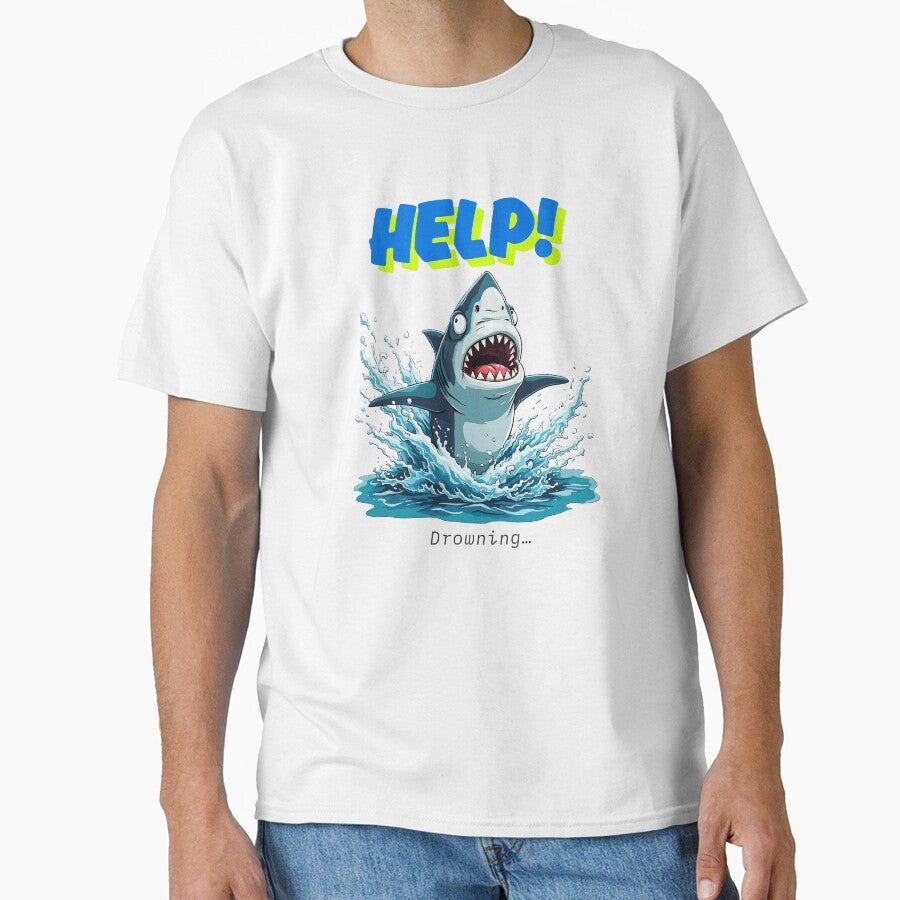 Drowning shark by Inklivion - Adult & Kids T-Shirts, Sweatshirts & Hoodies apparel design preview 1
