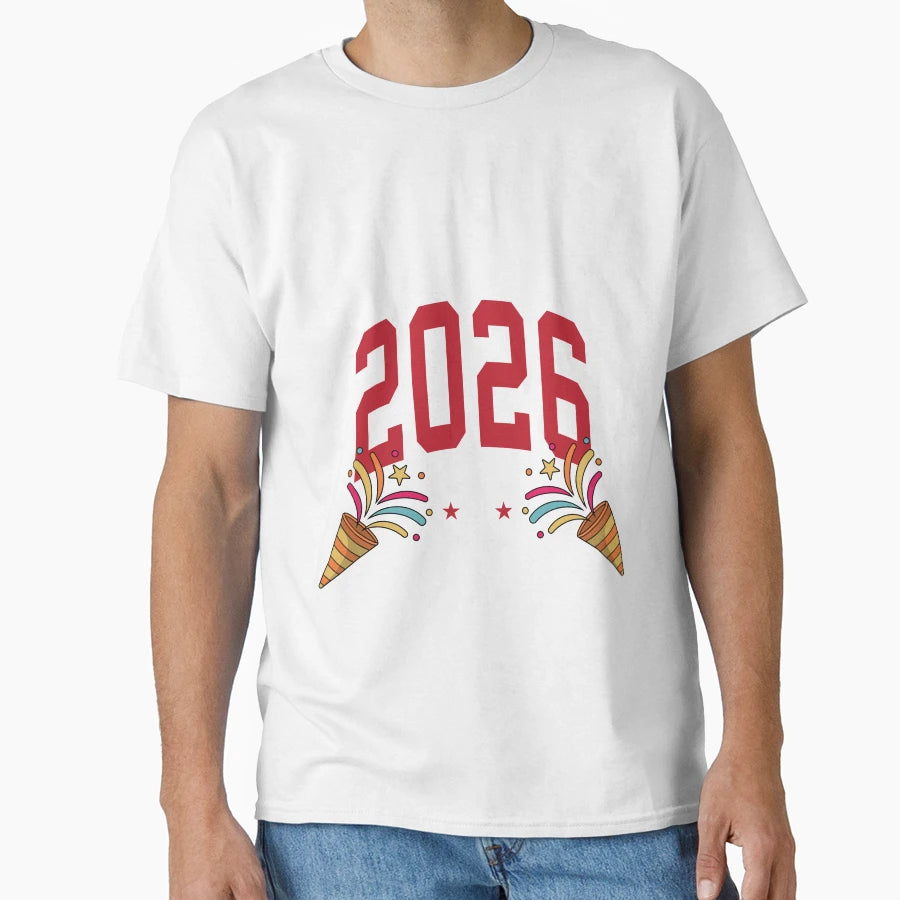 Happy New Year 2026 Fireworks T-Shirt - Custom Art Print for Adults - T-Shirt, Sweatshirt, Hoodie