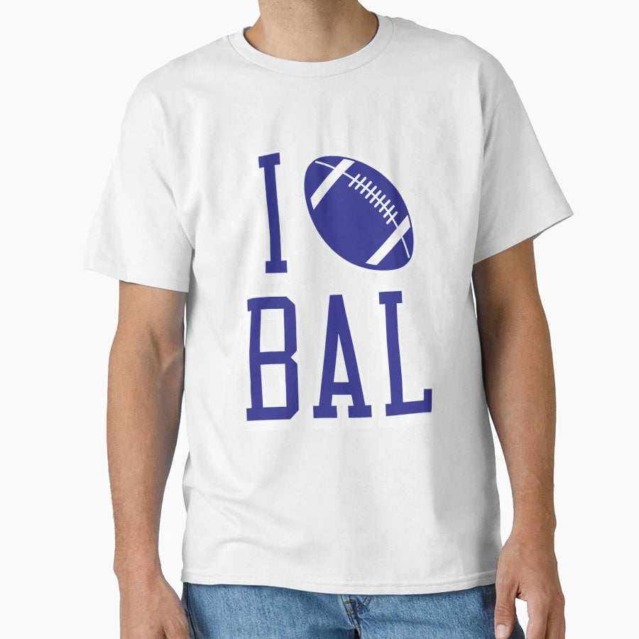 I Love Bal Football Black T-Shirt - Minimalist Print for Adults - T-Shirt, Sweatshirt, Hoodie
