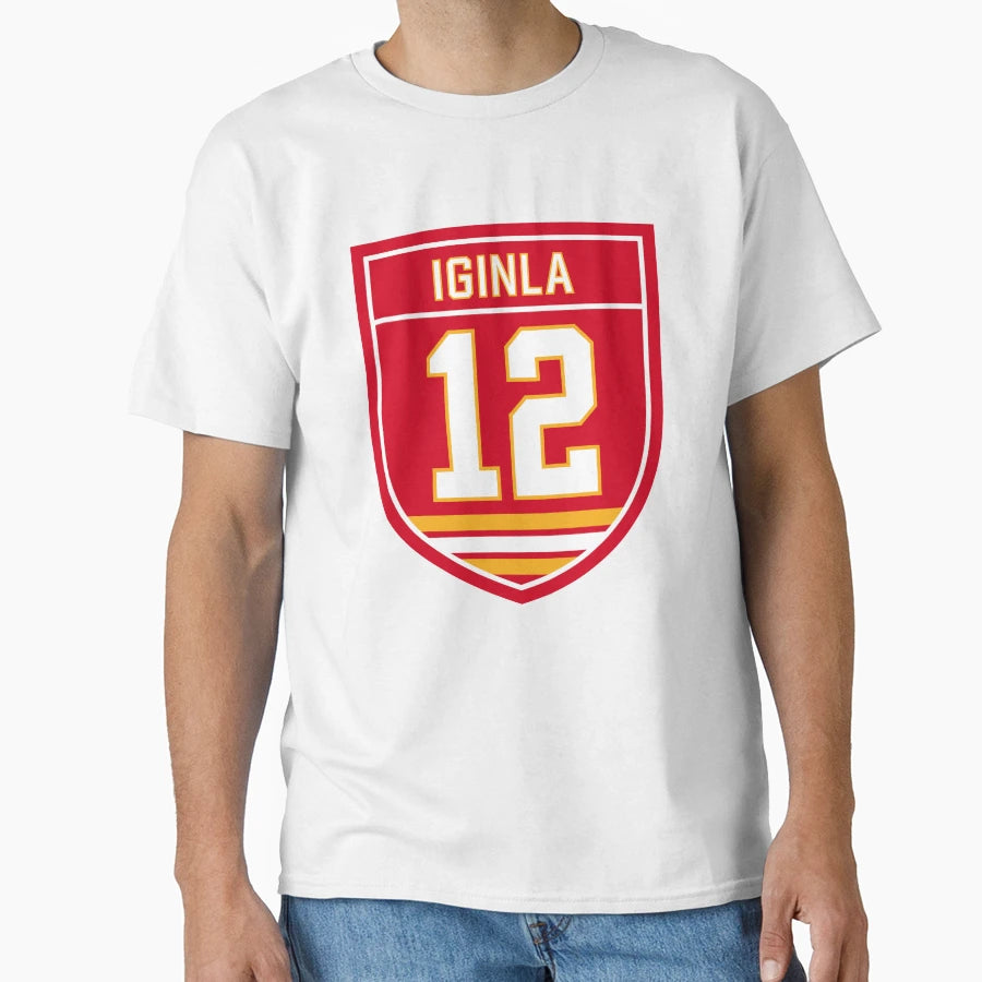 Jarome Iginla Calgary 12 Emblem T-Shirt - Custom Art Print for Adults - T-Shirt, Sweatshirt, Hoodie