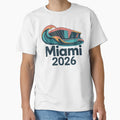 Miami 2026 Ocean Wave Football V14 T-Shirt - Minimalist Print Men Women - T-Shirt, Sweatshirt, Hoodie