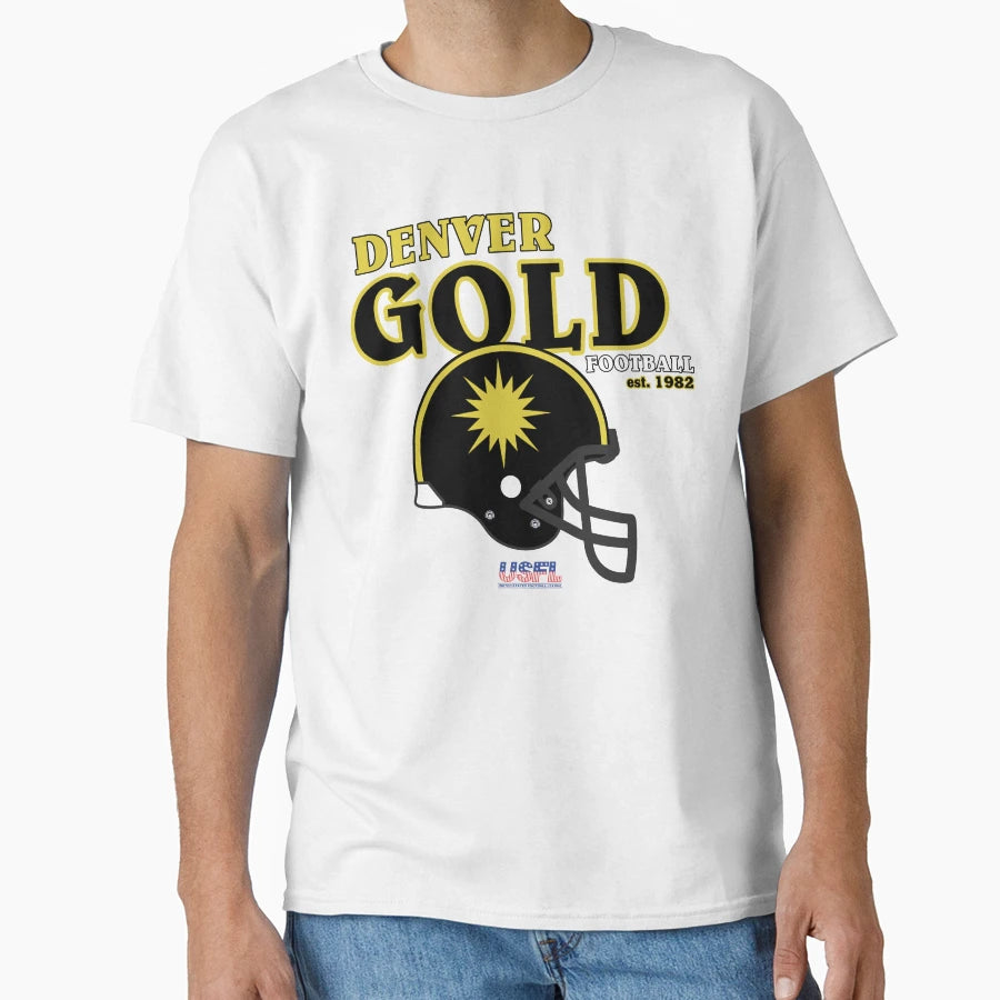 Denver Gold Helmet T-Shirt - Unique Graphic Men Women - T-Shirt, Sweatshirt, Hoodie