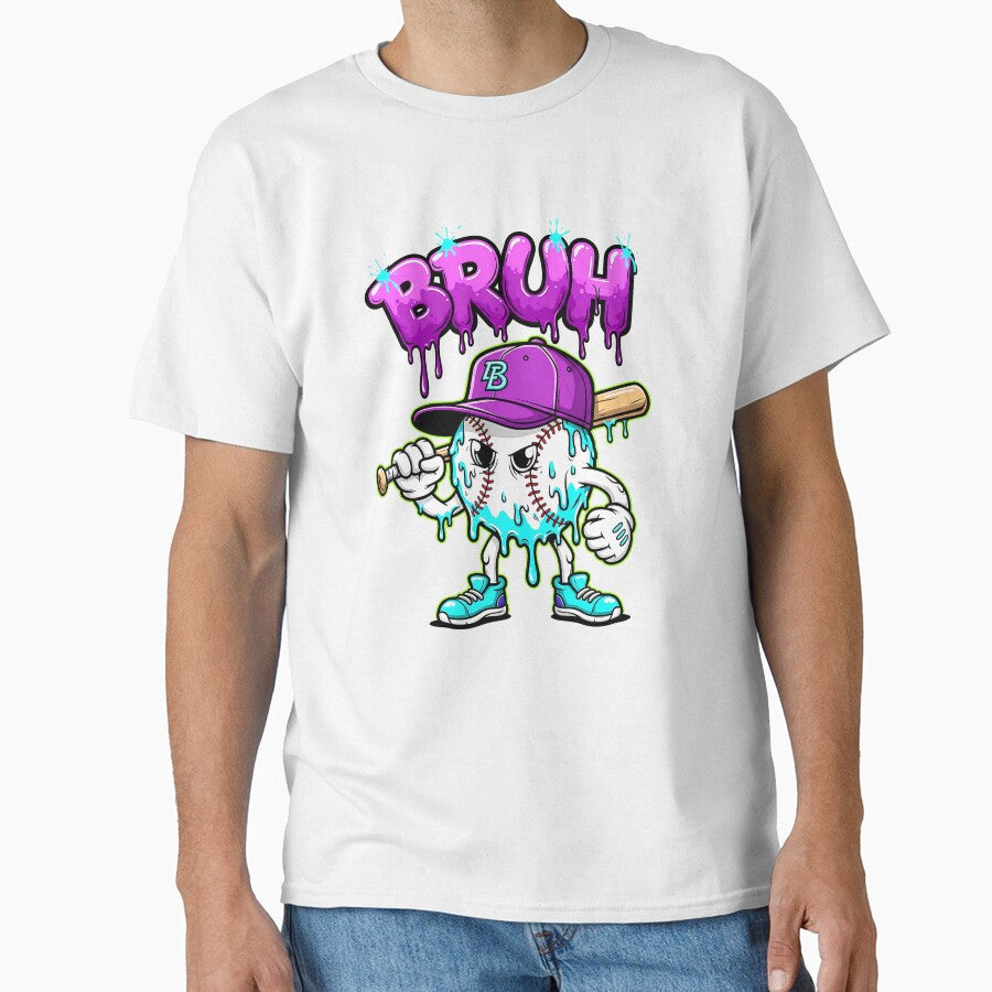 Baseball Ice Cream Drip Youth Bruh For Girls Boys by - Adult & Kids T-Shirts, Sweatshirts & Hoodies apparel design preview 1