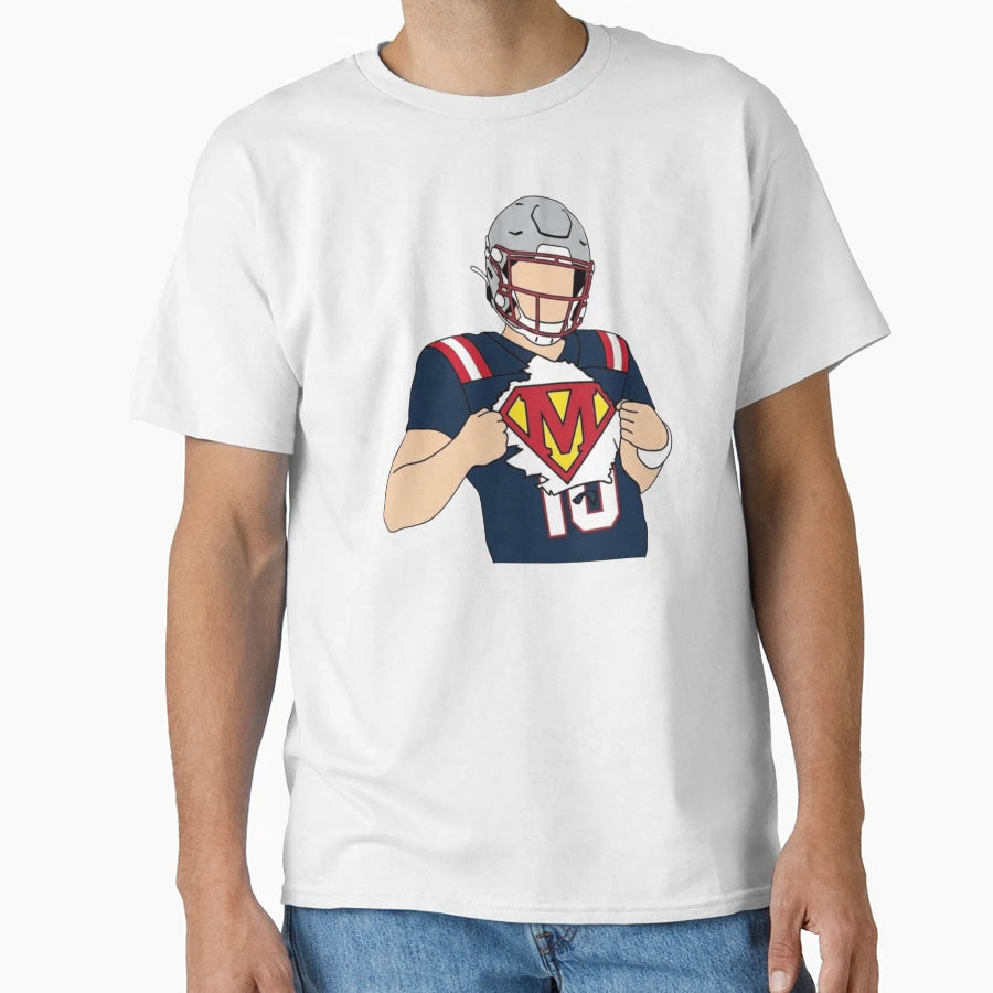 Drake Maye Superman Celebration T-Shirt - Minimalist Print for Adults - T-Shirt, Sweatshirt, Hoodie