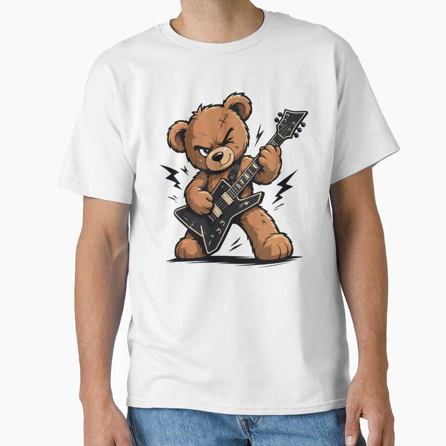 Rock Teddy Bear Guitar Hero by Mh-ARTWORX - Adult & Kids T-Shirts, Sweatshirts & Hoodies apparel design preview 1