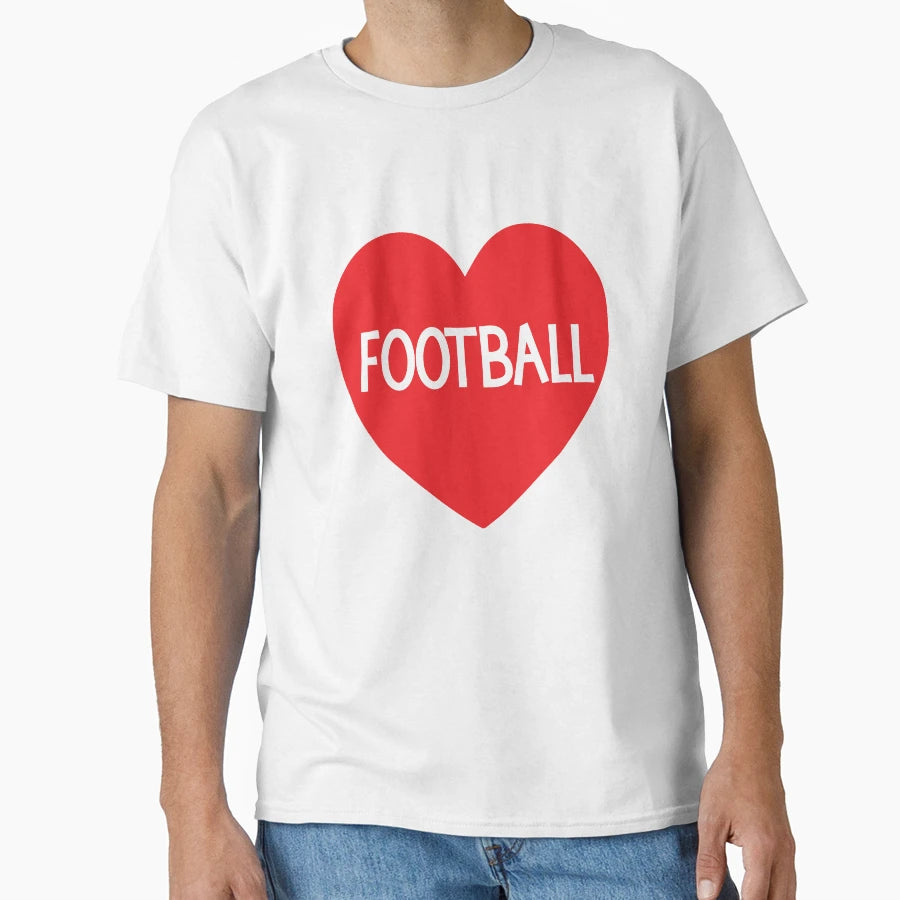 Love Football Heart T-Shirt - Casual Everyday Wear for Adults - T-Shirt, Sweatshirt, Hoodie