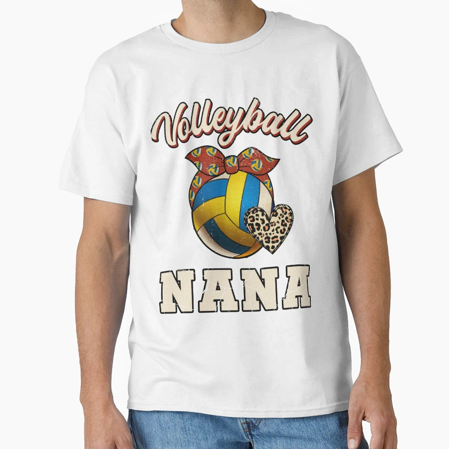 Volleyball Nana Leopard Volleyball T-Shirt - Custom Art Print Unisex - T-Shirt, Sweatshirt, Hoodie