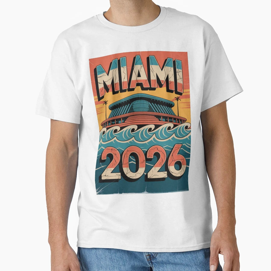 Miami 2026 Ocean Wave Football V13 T-Shirt - Custom Art Print Men Women - T-Shirt, Sweatshirt, Hoodie