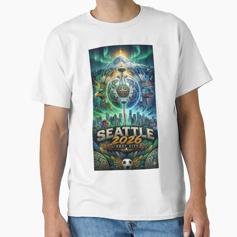 Seattle 2026 Soccer Host City Pnw Totem Art T-Shirt - Trendy Graphic Unisex - T-Shirt, Sweatshirt, Hoodie