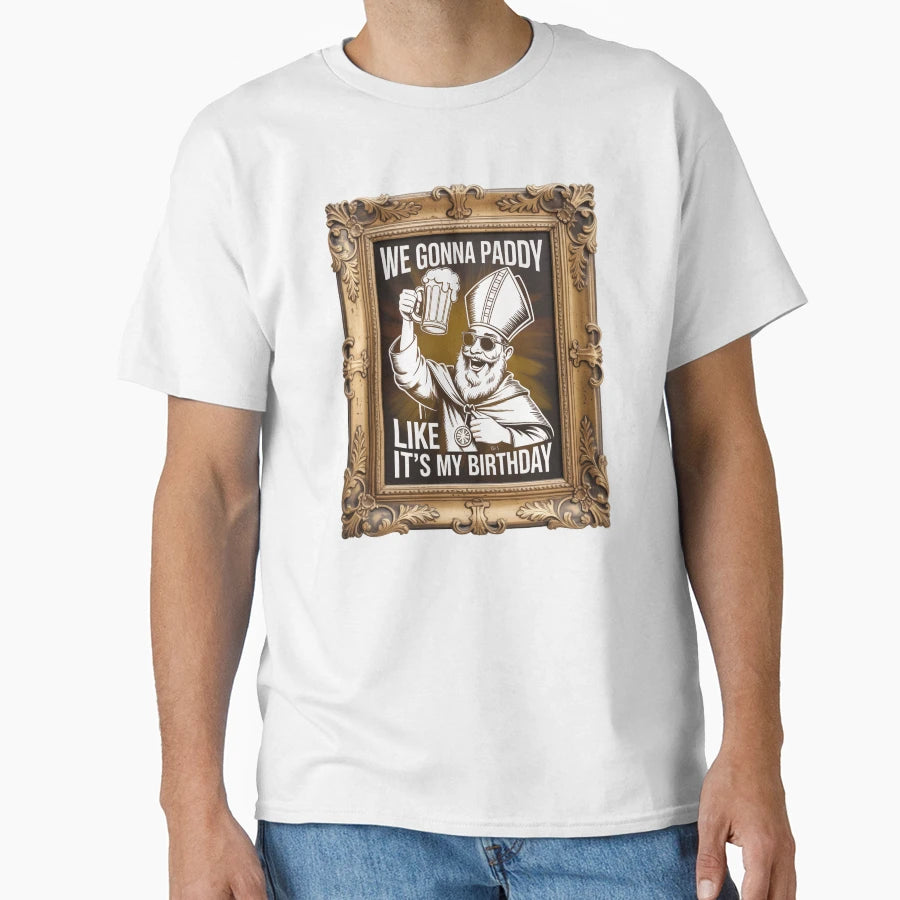 Saint Patrick Oil Painting Beer Toast T-Shirt - Minimalist Print for Adults - T-Shirt, Sweatshirt, Hoodie
