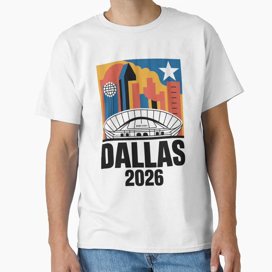 Dallas 2026 Texas Soccer Souvenir V8 T-Shirt - Novelty Apparel for Adults - T-Shirt, Sweatshirt, Hoodie
