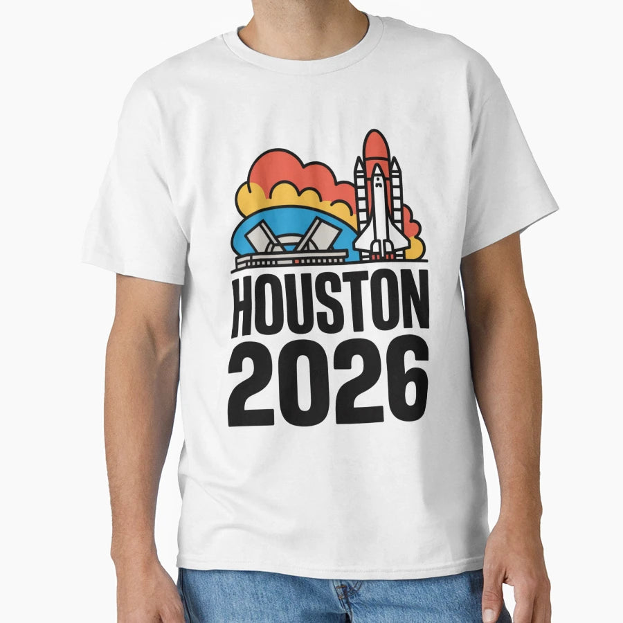 Houston 2026 Space Shuttle Football V21 T-Shirt - Trendy Graphic for Adults - T-Shirt, Sweatshirt, Hoodie