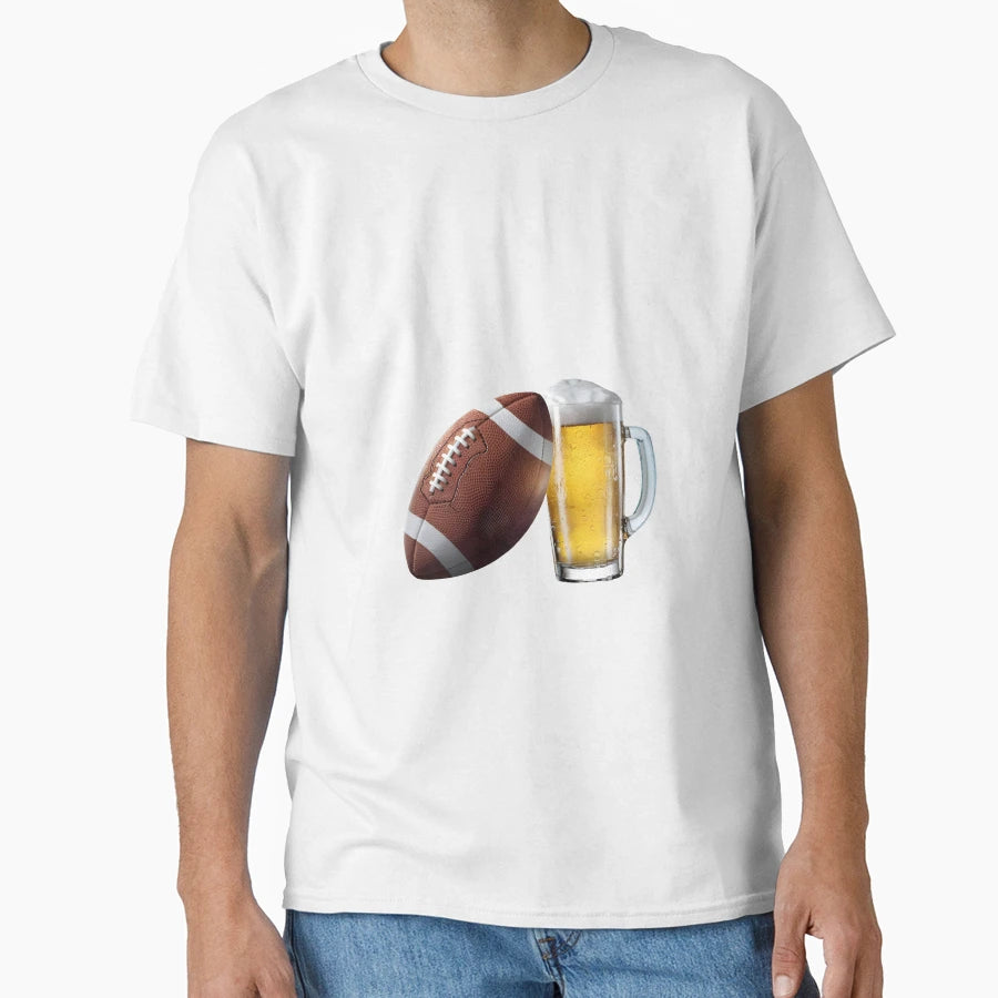 Beer And Football T-Shirt - Minimalist Print for Adults - T-Shirt, Sweatshirt, Hoodie