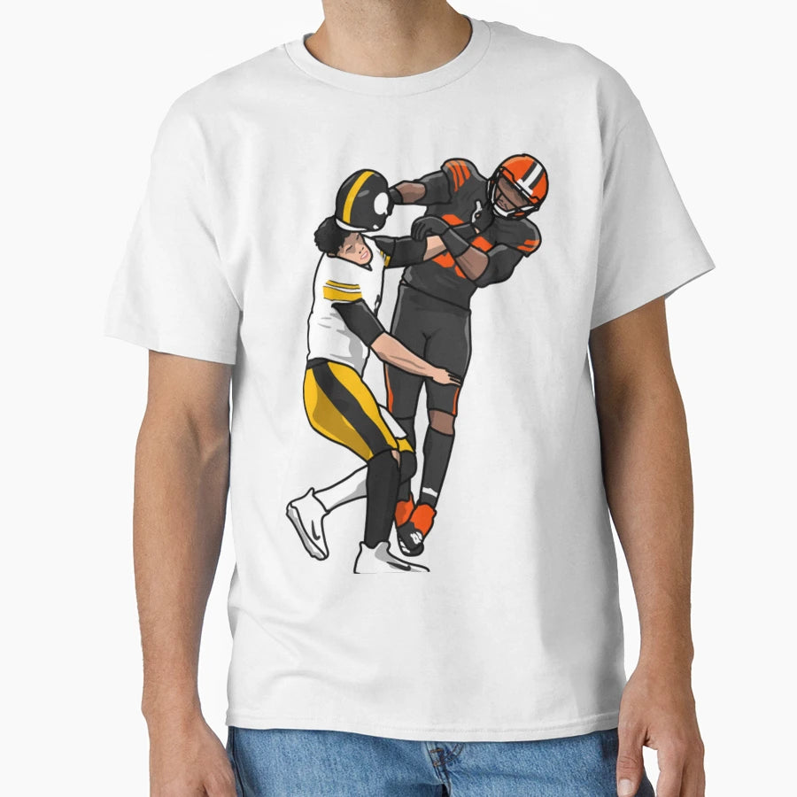 Football Helmet Fight Moment T-Shirt - Custom Art Print for Adults - T-Shirt, Sweatshirt, Hoodie