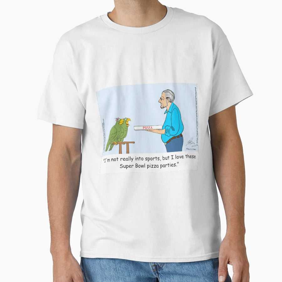 Super Bowl Pizza Party Parrots T-Shirt - Trendy Graphic Men Women - T-Shirt, Sweatshirt, Hoodie