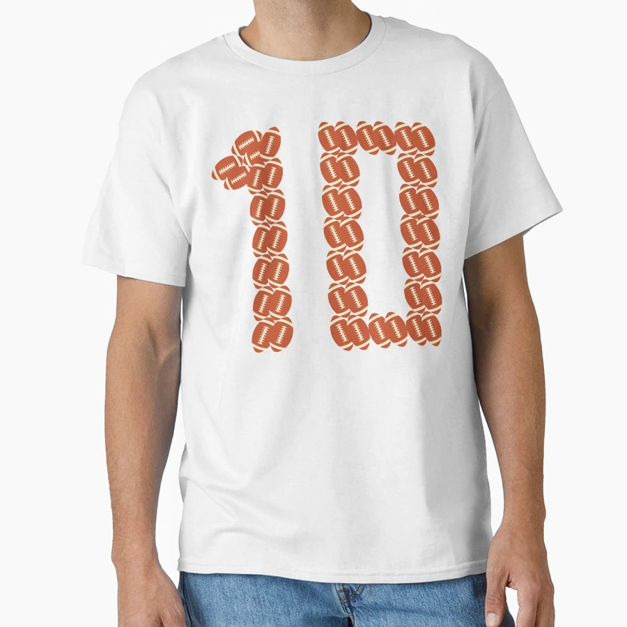 Player Number 10 Ten American Football T-Shirt - Minimalist Print Unisex - T-Shirt, Sweatshirt, Hoodie