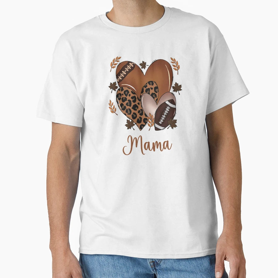 Football Mama Heart Leopard T-Shirt - Custom Art Print Men Women - T-Shirt, Sweatshirt, Hoodie