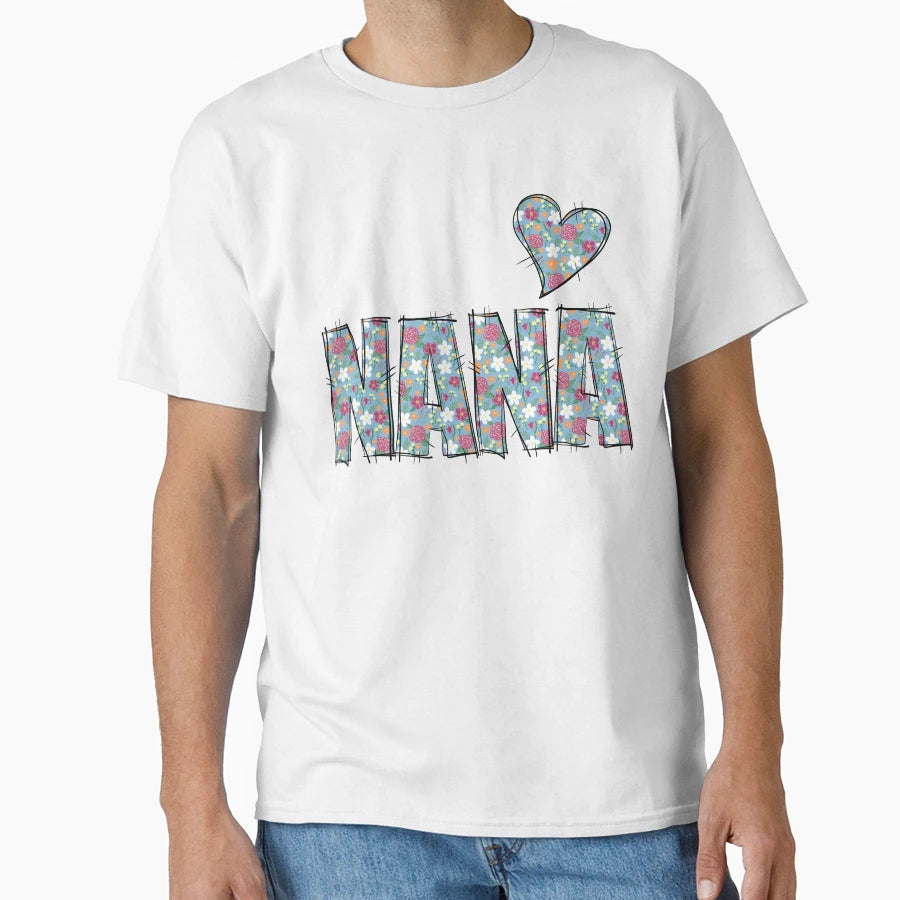 Nana Grandma Patchwork Floral Stitch T-Shirt - Graphic Print Men Women - T-Shirt, Sweatshirt, Hoodie