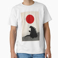 Godzilla Reading Book Japanese Flag Minimalist - Adult & Kids T-Shirts, Sweatshirts & Hoodies apparel design preview 1